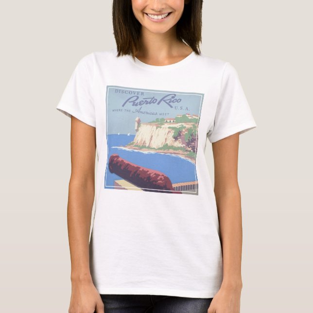 Vintage Travel Poster Promoting Puerto Rico T-Shirt (Front)