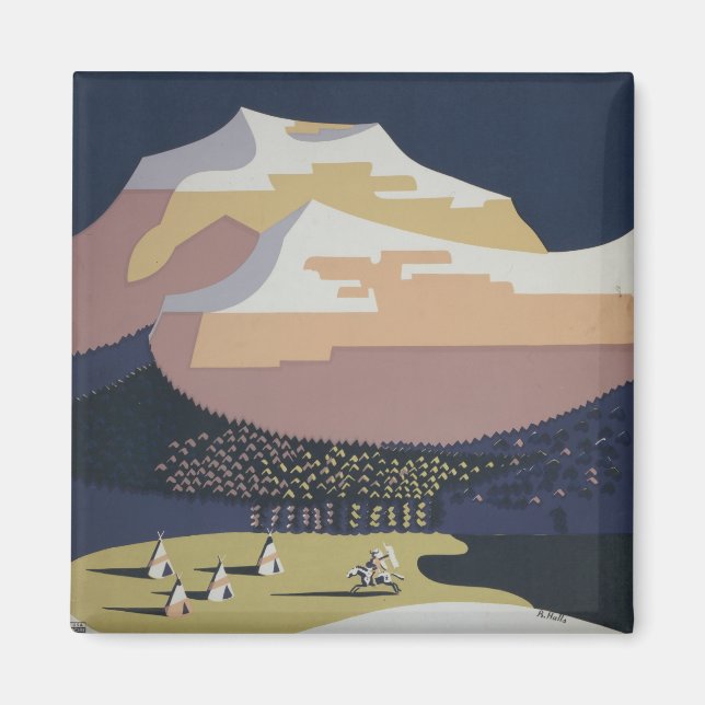 Vintage Travel Poster Promoting Travel To Montana Magnet (Front)