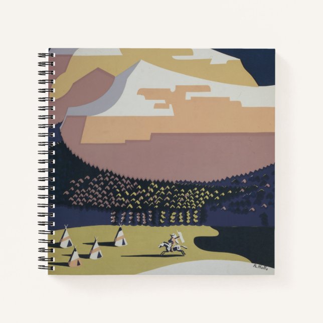 Vintage Travel Poster Promoting Travel To Montana Notebook (Front)