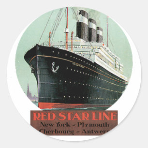 Vintage Travel Poster - Red Star Line Classic Round Sticker