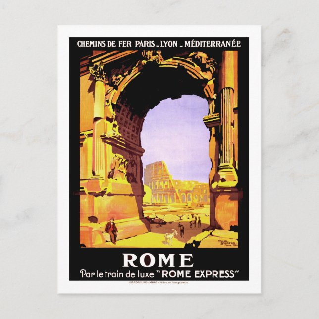 Vintage Travel Poster,Rome Postcard (Front)