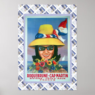 Vintage travel poster,Roquebrune, Cap Martin Poster