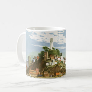 Vintage Travel Poster San Francisco Bay Ferry Boat Coffee Mug