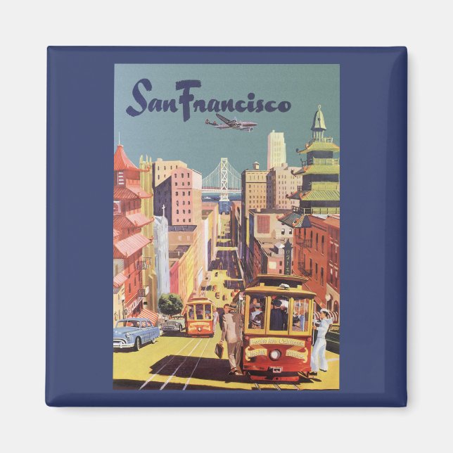 Vintage Travel Poster San Francisco Cable Cars Magnet (Front)