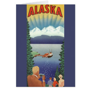 Vintage Travel Poster, Scenic Alaska Landscape