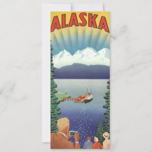 Vintage Travel Poster, Scenic Alaska Landscape