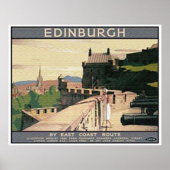 Vintage Travel Poster Scotland Edinburgh Castle (Front)