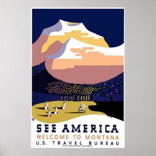 Vintage Travel Poster See America Montana