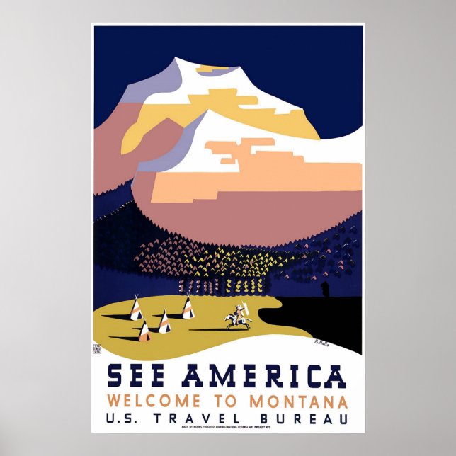 Vintage Travel Poster See America Montana (Front)