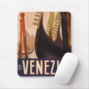 Vintage Travel Poster Showing A Canal In Venice Mouse Mat
