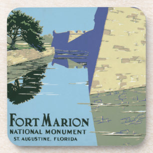 Vintage Travel Poster Showing Fort Marion Coaster