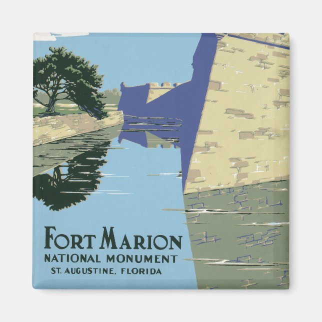 Vintage Travel Poster Showing Fort Marion Magnet (Front)