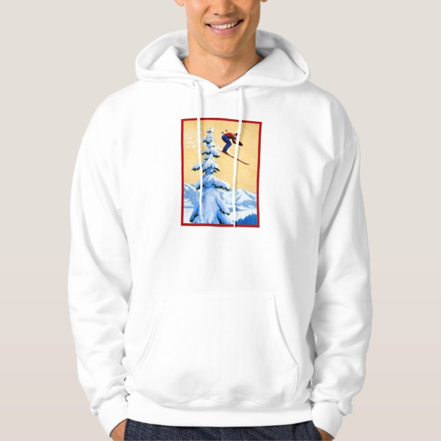 Vintage travel poster, Ski jumper Hoodie (Front)