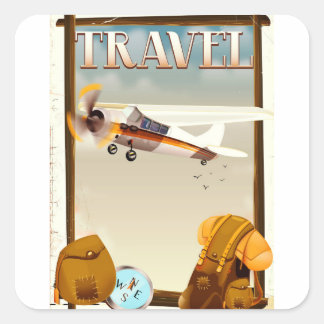 Vintage Travel Poster Square Sticker