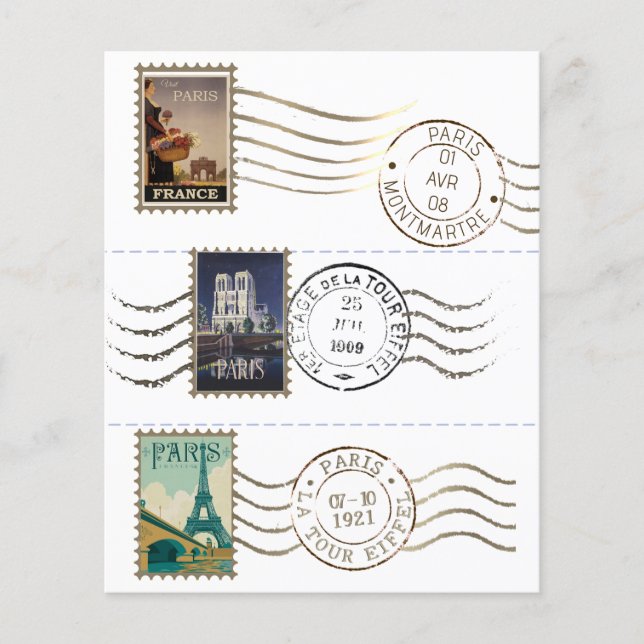 Vintage Travel Poster Stamps and Postage French (Front)