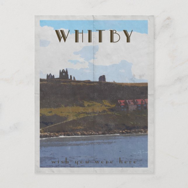 vintage travel poster style postcard whitby (Front)