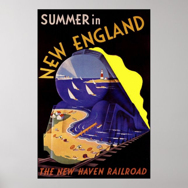 Vintage Travel Poster / Summer in New England (Front)