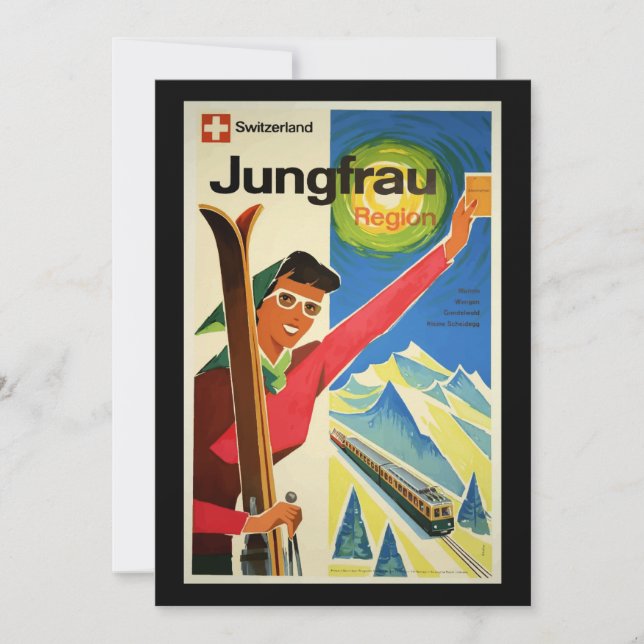 Vintage Travel Poster, Switzerland, Jungfrau, Card (Front)