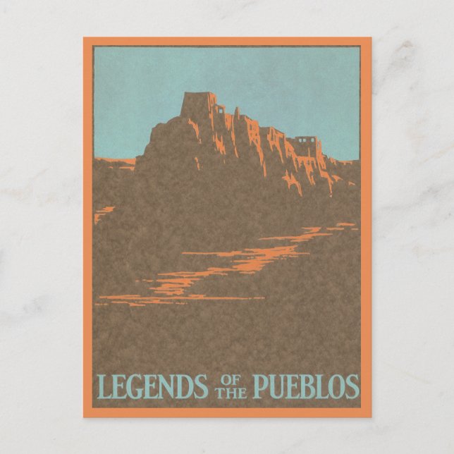 Vintage Travel Poster, Taos Pueblos, New Mexico Postcard (Front)