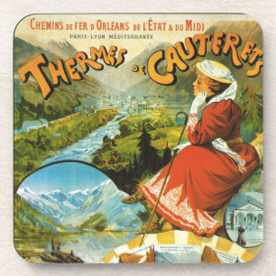 Vintage Travel poster, Thermes de Cauterets Coaster