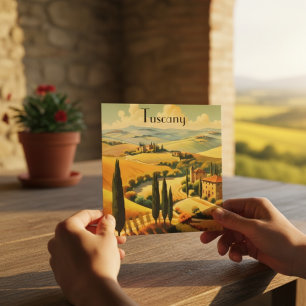 Vintage Travel Poster Tuscany countryside