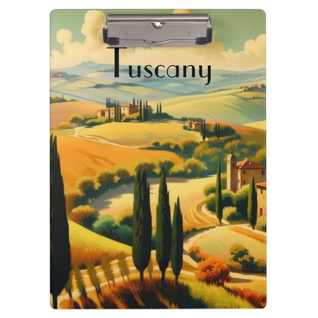 Vintage Travel Poster Tuscany countryside Clipboard (Front)