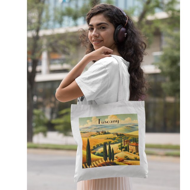 Vintage Travel Poster Tuscany countryside Tote Bag (Creator Uploaded)