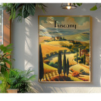 Vintage Travel Poster Tuscany, customisable