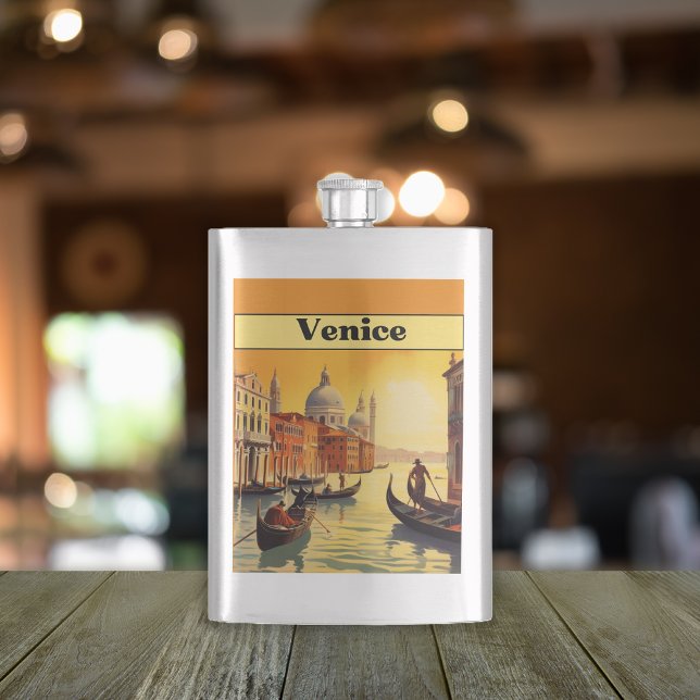 Vintage Travel Poster Venice, Italy Hip Flask (Creator Uploaded)