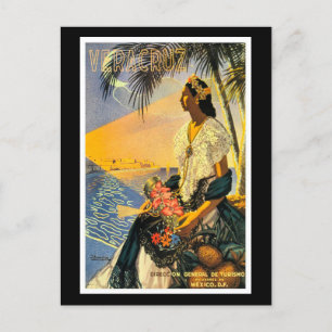 Vintage travel poster, Veracruz, Mexico, Postcard