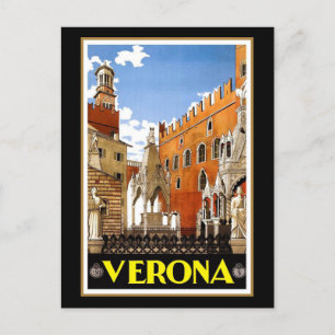 Vintage travel poster, Verona, Italy, Postcard