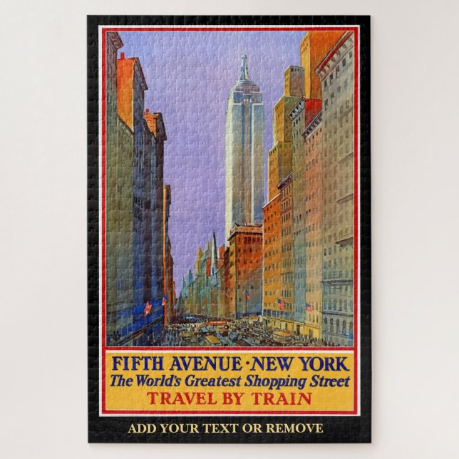 Vintage travel poster view Fifth Avenue New York, Jigsaw Puzzle (Vertical)