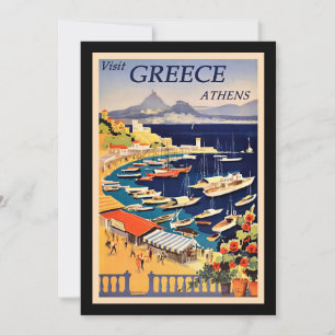Vintage Travel Poster, Visit Greece, Card