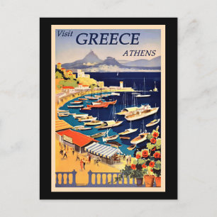 Vintage Travel Poster, Visit Greece, Postcard