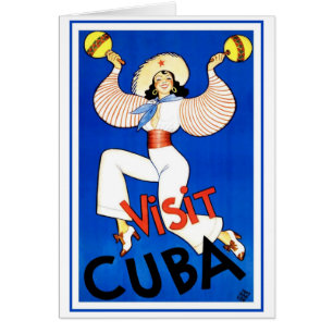 Vintage Travel Poster, Visit Havana Cuba, Maracas