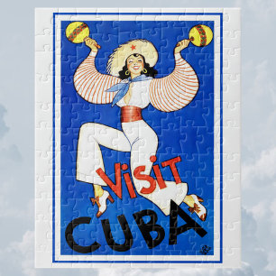 Vintage Travel Poster, Visit Havana Cuba, Maracas Jigsaw Puzzle