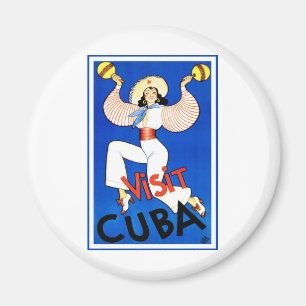 Vintage Travel Poster, Visit Havana Cuba, Maracas Magnet