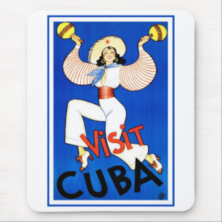 Vintage Travel Poster, Visit Havana Cuba, Maracas Mouse Mat