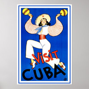 Vintage Travel Poster, Visit Havana Cuba, Maracas Poster