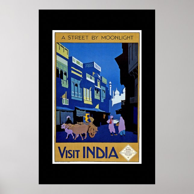 Vintage Travel Poster Visit India (Front)