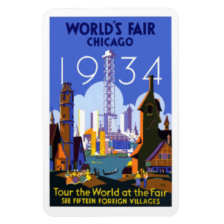 Vintage travel poster World's Fair Chicago, 1934, Magnet