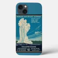 vintage travel poster Yellowstone Park on teal
