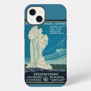 vintage travel poster Yellowstone Park on teal iPhone 13 Case