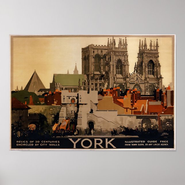 Vintage Travel Poster York City Walls England (Front)