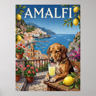 Vintage Travel Posters   Amalfi Italy Dog Coast