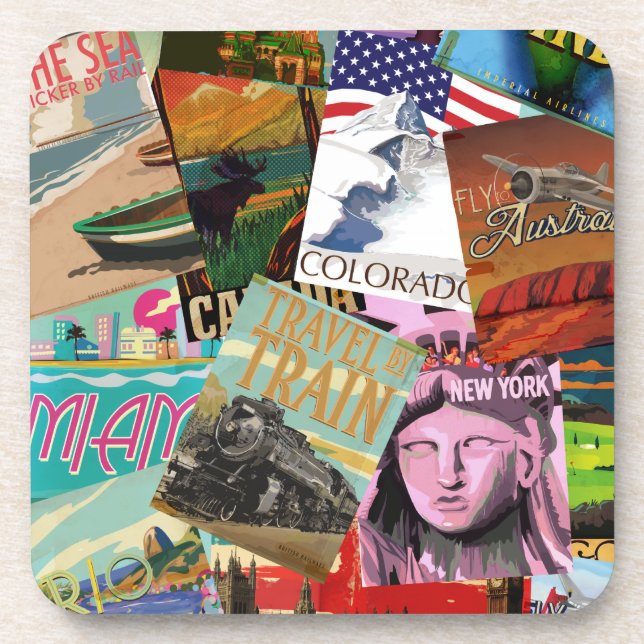 Vintage Travel Posters Coaster (Front)