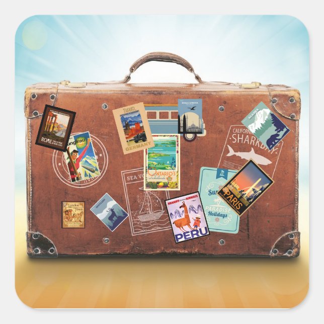Vintage travel posters square sticker (Front)