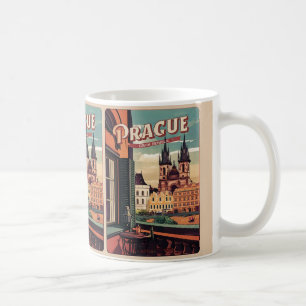 vintage travel prague czech republic gifts balcony coffee mug