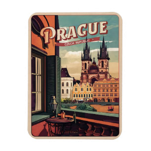vintage travel prague czech republic gifts balcony magnet