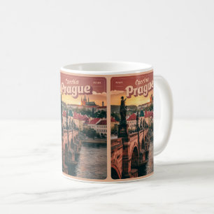 vintage travel prague czech republic gifts, bridge coffee mug